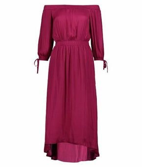 INC Womens Pink Solid 3/4 Sleeve Off Shoulder Dress Purple Size S MSRP $99
