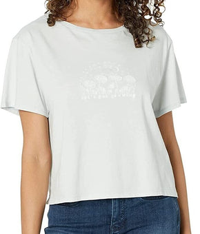 Lucky Brand Womens Short Sleeve Crew Neck Embroidered Flral blue Size L MSRP $40