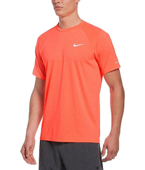Nike Mens Hydroguard DRYFIT Stretch Upf 40+ RashGuard Neon heather orange Size S