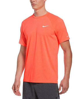Nike Mens Hydroguard DRYFIT Stretch Upf 40+ RashGuard Neon heather orange Size S