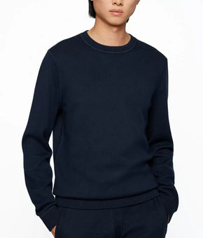 HUGO BOSS BOSS Men's Reversible Cotton Wool Sweater Navy Blue Size M