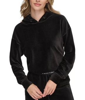 CALVIN KLEIN PERFORMANCE Women's Velour Pullover Hoodie Black, Size XS MSRP $70