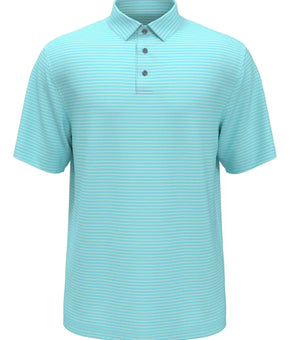 PGA TOUR Men Feeder Stripe Performance Golf Polo Shirt Aqua Blue Size L MSRP $62