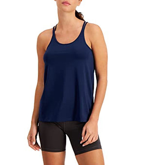 Ideology Womens Navy Stretch Strappy Back Ventilation Tank Top Size XL