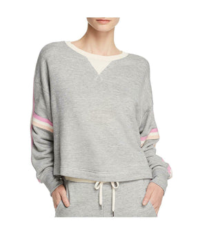 Splendid Women's Bayside Active Racer Stripe Pullover Size L Gray MSRP $128
