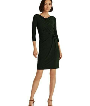 Ralph Lauren Mid Weight Matte Jersey 3/4 Sleeve Dress Green Size 14 MSRP $109