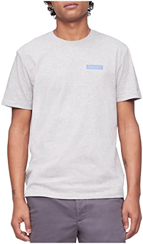 Calvin Klein Men's Relaxed Fit Box Logo Crewneck T-Shirt, Heroic Grey Heather, XX-Large