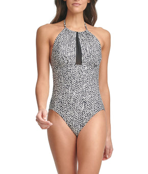Calvin Klein Womens Tummy Control One-Piece Swimsuit black Size 18 MSRP $118
