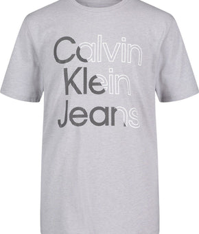 CALVIN KLEIN Big Boys Graphic Split T-shirt Gray Size XL (18/20)