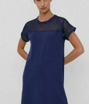 DKNY Sport Mesh-Blocked T-Shirt Dress Blue Size S MSRP $80