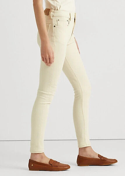 Ralph Lauren High-rise Skinny Ankle Jeans In Mascarpone Cream Wash Size 14 $100