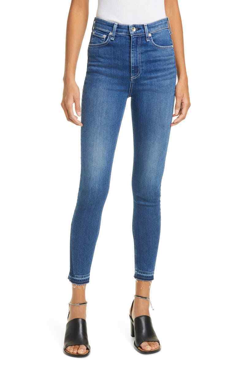 rag & bone Nina High Waist Release Hem Ankle Skinny Jeans Blue Size 28 MSRP $225