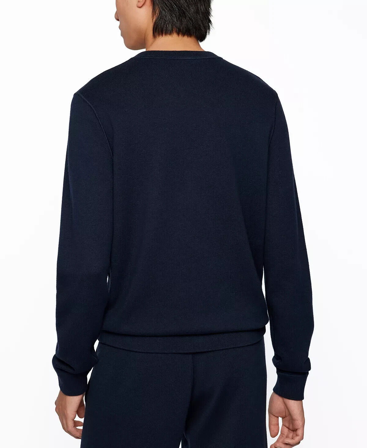 HUGO BOSS BOSS Men's Reversible Cotton Wool Sweater Navy Blue Size M