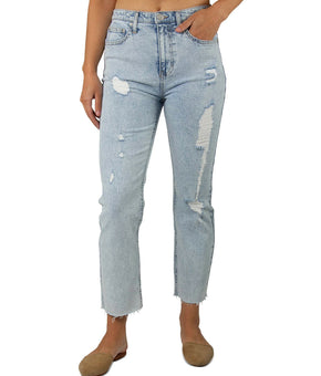 Indigo Rein Juniors Light Blue Slim Straight Cropped Jeans Blue Size 3 (25Wx27L