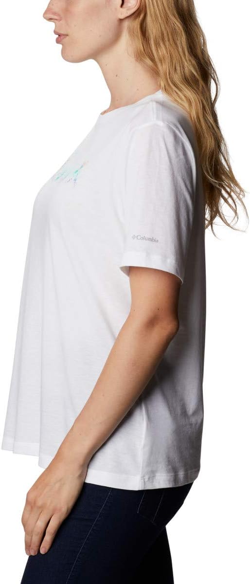 Columbia Women's Bluebird Day Relaxed Crew Neck, White/Wind Floral, Size 3X Plus