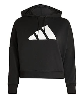Adidas Originals Women's Black Cotton Solid Logo Pullover Hoodie Top Plus 3X