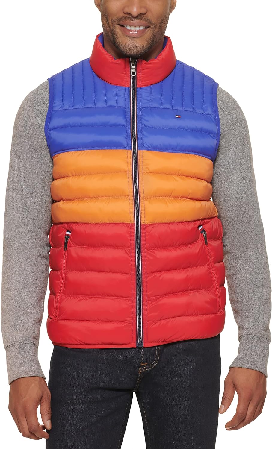 Tommy Hilfiger Men Lightweight Ultra Loft Quilted Puffer Vest British Tan, Large