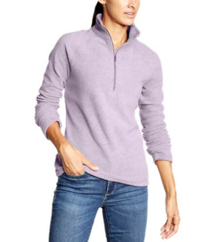 Eddie Bauer Womens Mock Neck Fleece Quarter Zip Pullover Dusty Lavender Size M