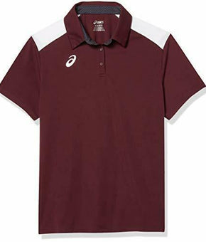 ASICS Solid Blocked Polo Shirt Team Red Maroon, Large MSRP $45