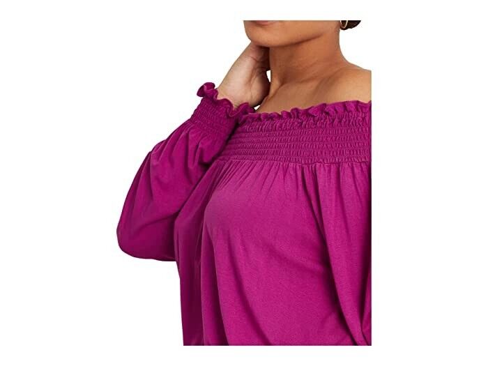 LAUREN Ralph Lauren Jersey Off-the-Shoulder Top Purple Plus Size 3X MSRP $90