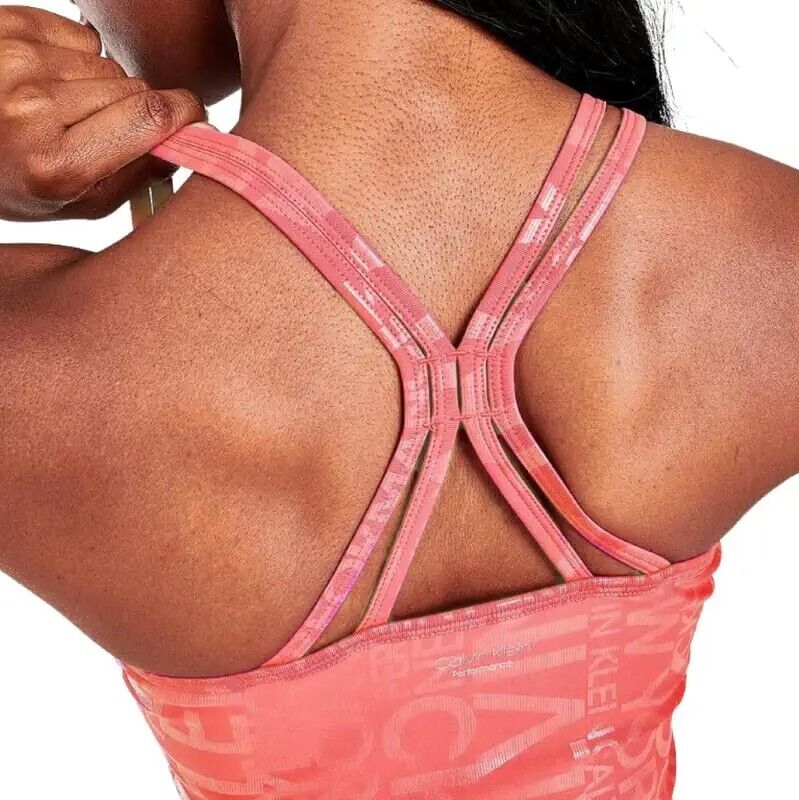 Calvin Klein Performance Women's Printed Strappy-Back Tank Top Pink Size S