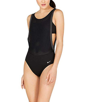 Nike Sport Layered Mesh One-Piece Swimsuit Black X-Small