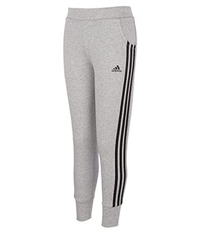 adidas Girls' 3-Stripes Cotton Joggers, Medium Grey Heather, Size 6
