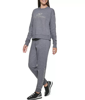DKNY SPORT Women's Embroidered Logo Cotton Sweatshirt Gray Size XS MSRP $60