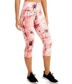 Ideology Women's Performance Printed Cropped Leggings (Dye Peachberry, X-Large)