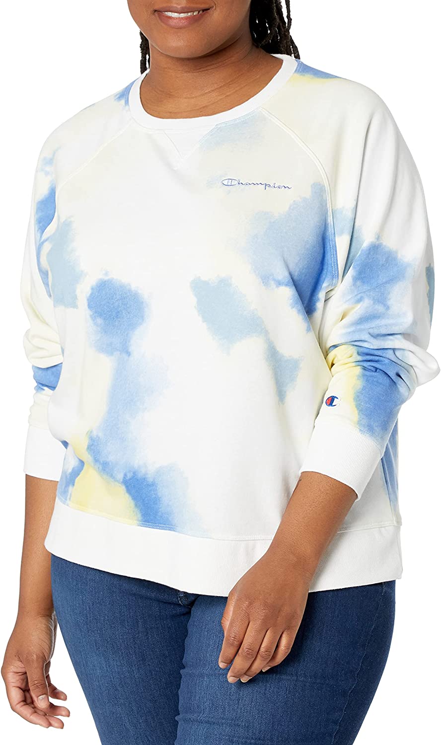 Champion, French Terry Crewneck, Best Plus Size Sweatshirts for Women, Blue, 2X