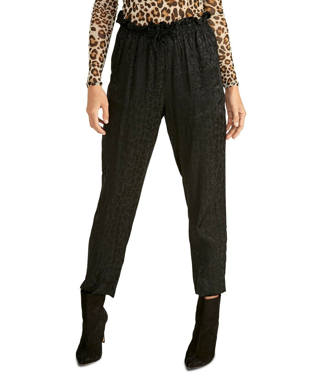 RACHEL Rachel Roy Women Shelle Pants Leopard Black Plus Size XXL