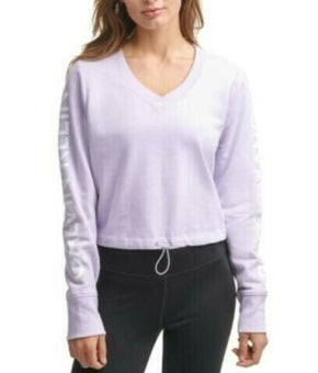 Calvin Klein Performance Logo-Sleeve Top Purple Size L MSRP $50