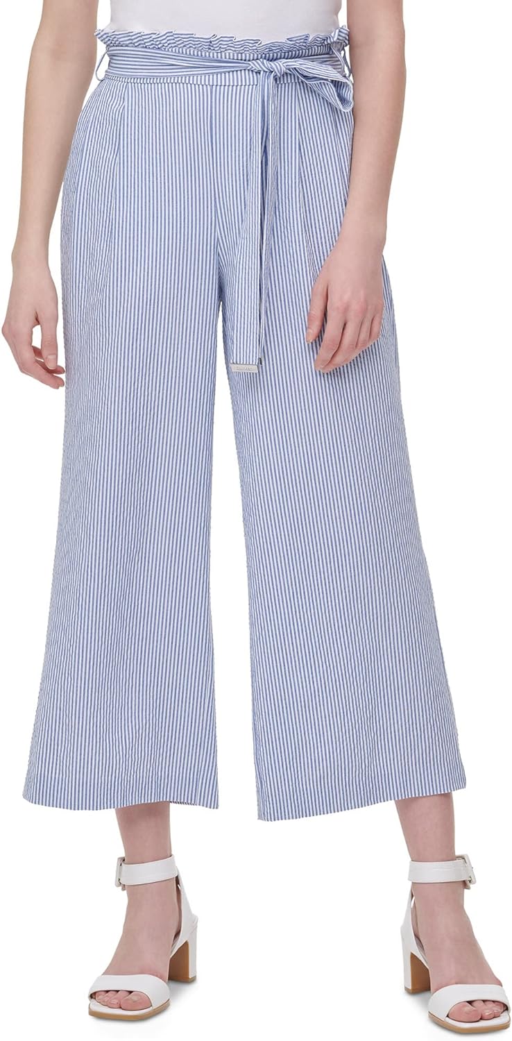 Calvin Klein Wide Leg Pants Blue White Combo LG (US 12) Size L