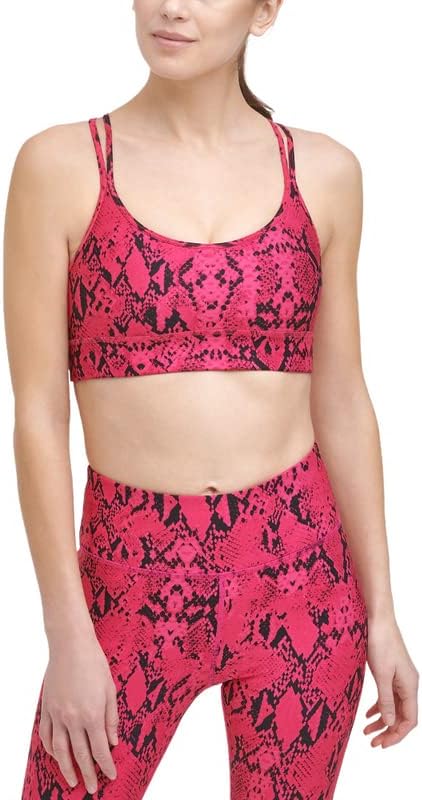 DKNY Sport Women's Snake-Embossed Sports Bra Tank Top (Pink, X-Small Size XS