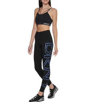 Dkny Sport Women's Tiger-Print Logo 7/8 Leggings Black Size XL MSRP $60