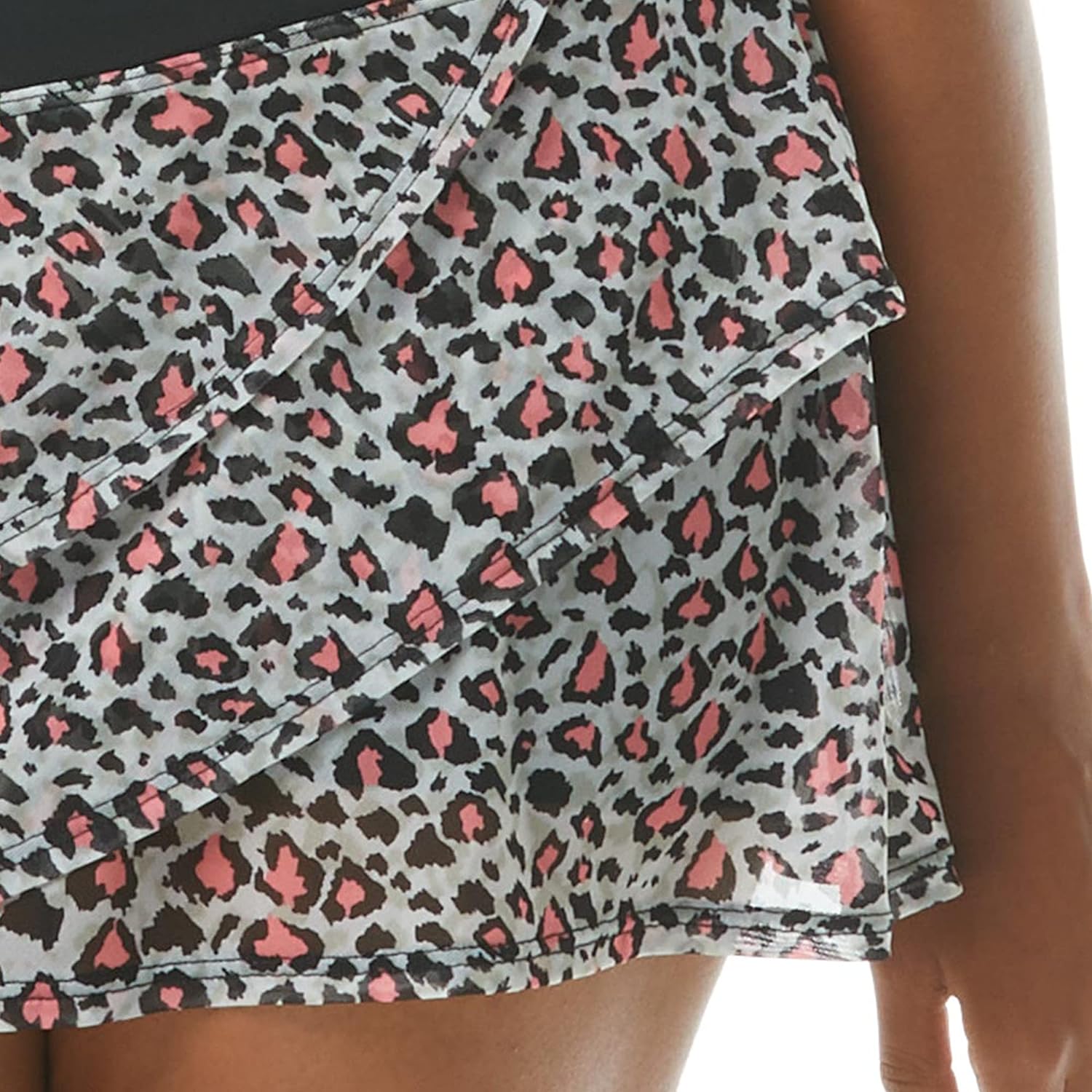 Ruffle Swimsuit Skirt Mesh Layer Swim Skort, Tummy Control Size S Black