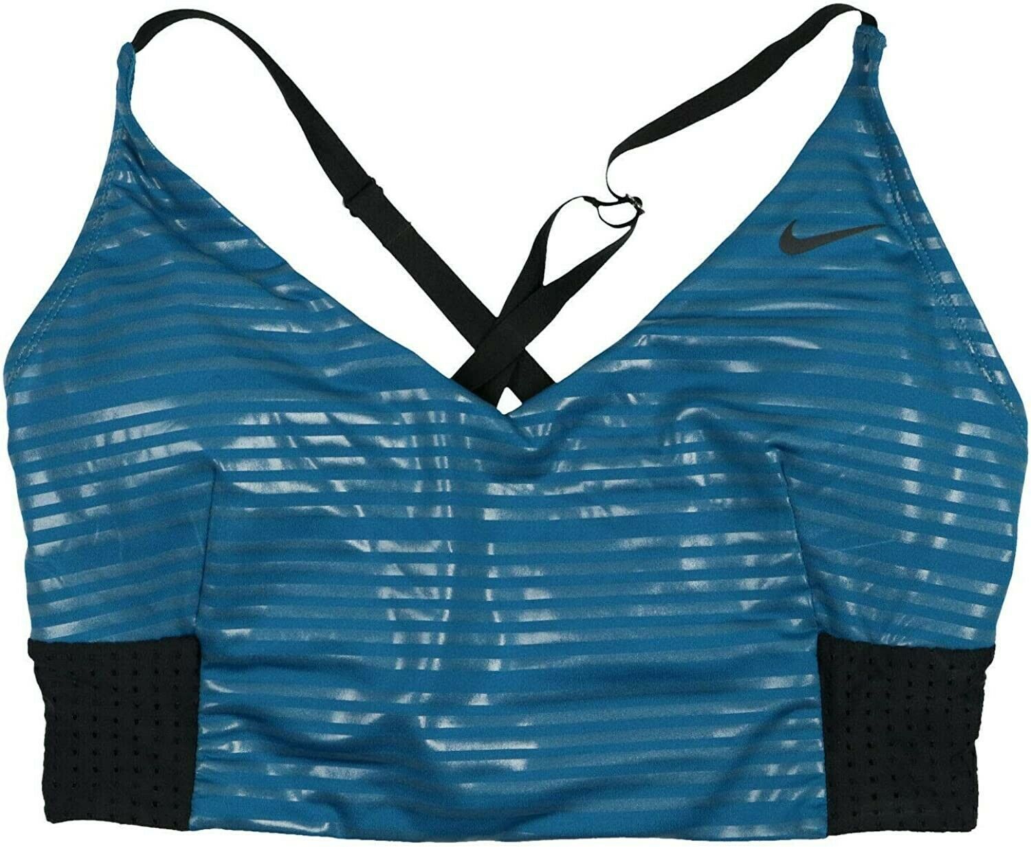 Nike Women's 6:1 Shine Striped Cross Back Bikini Top Size XS Blue