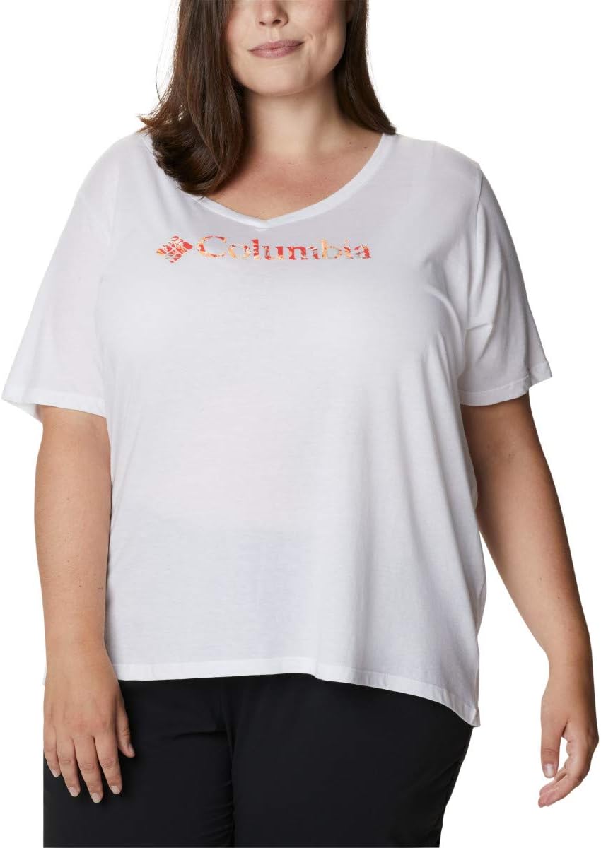 Columbia Women's Mount Rose Tee Shirt, Jersey Cotton Blend, White Size 2X Plus