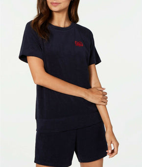 Tommy Hilfiger Embroidered Terrycloth Top Size S Navy