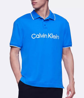 Calvin Klein Men's Boxy Fit Ck Logo Polo Shirt Blue Size XL MSRP $70