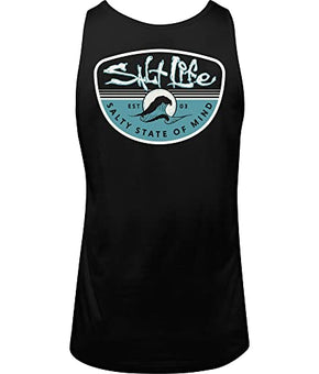 Salt Life Morning Wave Tank Top Sleeveless Classic Fit Shirt, Black, Size S