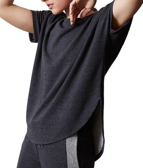 Josie Natori Womens French Terry Split-Back Top charcoal gray Size XS MSRP $52