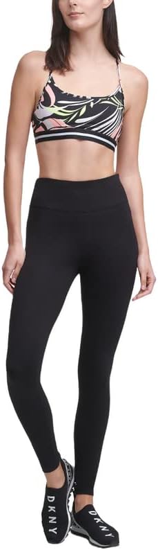 DKNY Women's Dizzy Printed Racerback Medium Impact Sports Bra Atomic Pink,  Size L