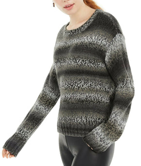 Ultra Flirt Juniors' Ombre-Striped Pullover Sweater Neutral Hue Combo Size XS