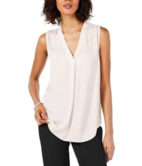 Alfani Womens Satin Ruched Shell Pink S