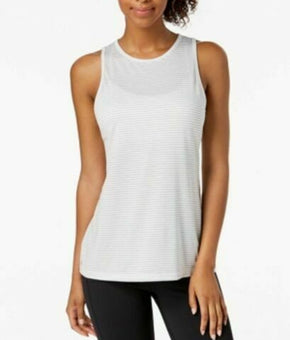 Ideology Shadow-Striped Diamond-Back Tank Top Women's White Size XXL MSRP $20