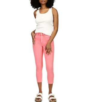 Michael Kors Cropped Denim Jeans Bright Blush Pink Size 10 MSRP $98