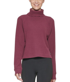 Calvin Klein Womens Performance Ribbed Turtleneck Top purple Size XS MSRP $70