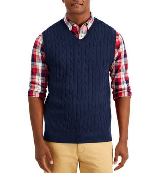 Club Room Men's Navy Blue Cableknit Sweater Vest Size L