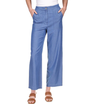 Michael Kors Women's Chambray Wide-Leg Pants Blue Size XL MSRP $125